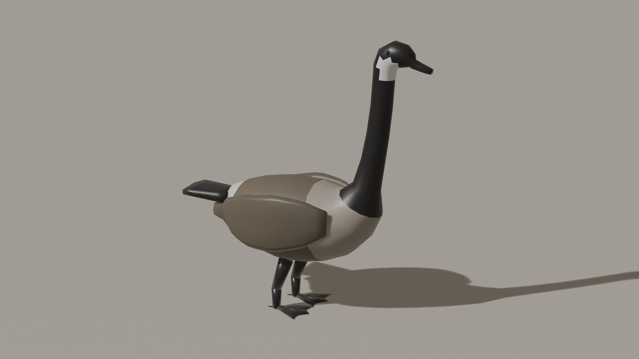 A Canada goose with a black neck and head, a white chin strap and a brown-grey body.