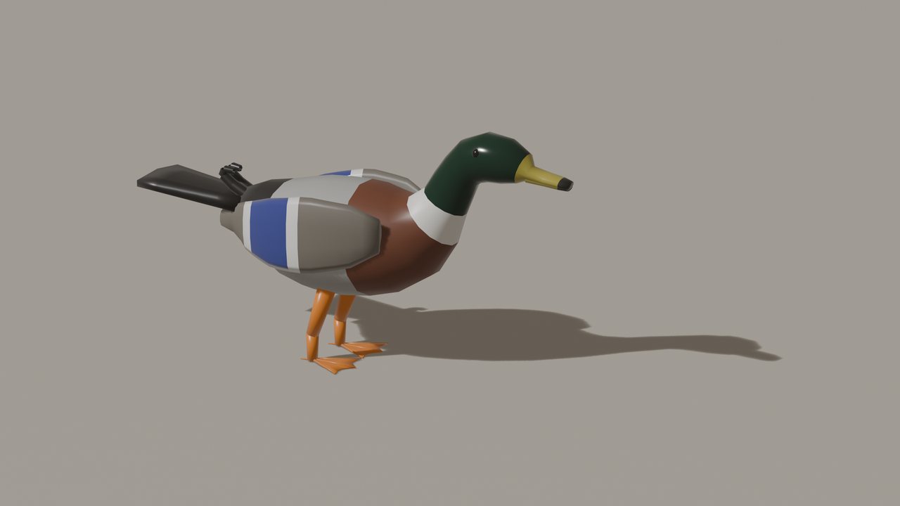 A mallard drake with a glossy green head, white collar, chestnut breast, grey flanks and a blue wing patch.