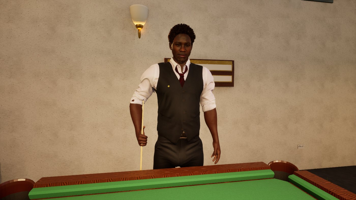 CHALK AND AWE: Mervyn Oduya at the table in the Baulk Line Snooker Club. He is forty-nine and he lives at 9 Ravensholt Avenue.