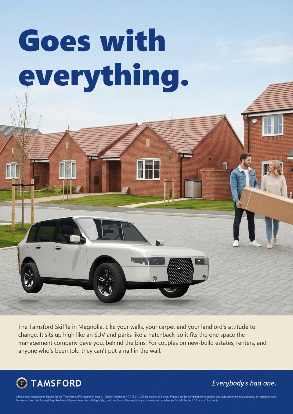 A parody car advert for the Tamsford Skiffle: Goes with everything.